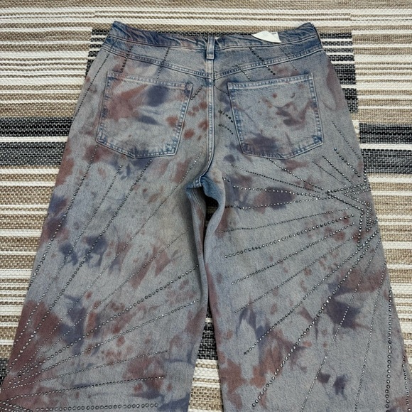 Free People We the Free Aurora Mid Rise Embellished Flare Jeans Size 30 - Picture 8 of 16